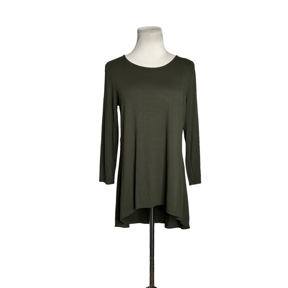 Alfani military green 3/4 sleeves hi low blouse size small